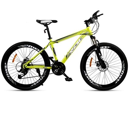 Mountain Bike : WJSW Adult Mountain Bike, Double Disc Brake / High-Carbon Steel Frame Bikes, Beach Snowmobile Unisex Bicycle, 26 Inch Wheels, Green, 21 speed