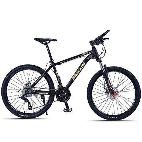 Mountain Bike : WJSW Adult Mountain Bikes, 26 Inch High-carbon Steel Frame Hardtail Mountain Bike, Front Suspension Mens Bicycle, All Terrain Mountain Bike, Gold, 27 Speed