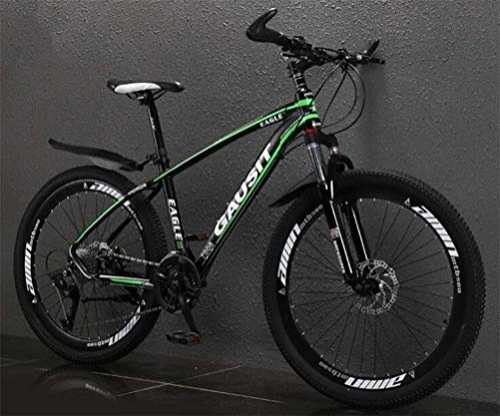 Mountain Bike : WJSW City Road Bicycle Mountain Bike For Adults, Dual Disc Brakes Off-road Damping (Color : Dark green, Size : 30 speed)