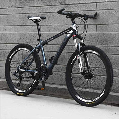 Mountain Bike : WJSW Dual Suspension Mountain Bikes, 26 Inch High-carbon Steel City Off Road Bicycle (Color : Black ash, Size : 21 speed)