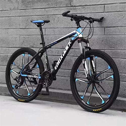 Mountain Bike : WJSW High-carbon Steel Mountain Bike Dual Suspension Mens, 26 Inch City Road Bicycle (Color : Black blue, Size : 27 speed)