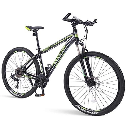 Mountain Bike : WJSW Mens Mountain Bikes, 33-Speed Hardtail Mountain Bike, Dual Disc Brake Aluminum Frame, Mountain Bicycle with Front Suspension, Green, 29 Inch
