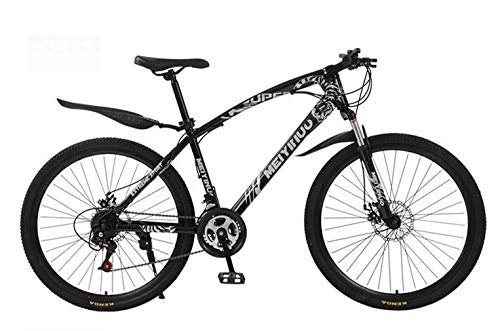 Mountain Bike : WJSW Mountain Bike for Adults, PVC Pedals And Rubber Grips, High Carbon Steel Frame, Spring Suspension Fork, Double Disc Brake