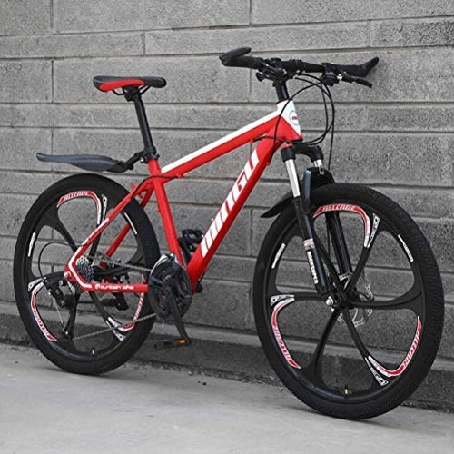 Mountain Bike : WJSW Unisex Commuter City Hardtail Bike, Mens Variable Speed MTB Off-road Mountain Bicycle (Color : Red, Size : 24 Speed)