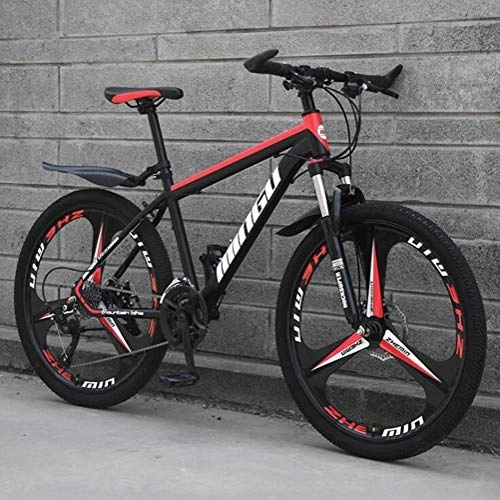 Mountain Bike : WJSW Variable Speed Mens MTB, Hardtail Mountain Bikes Off-road Damping City Road Bicycle (Color : Black red, Size : 24 Speed)