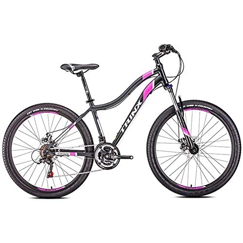 Mountain Bike : Womens Mountain Bikes, 21-Speed Dual Disc Brake Mountain Trail Bike, Front Suspension Hardtail Mountain Bike, Adult Bicycle, 24 Inches White FDWFN (Color : 24 Inches Black)