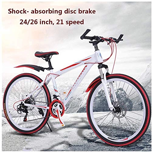 Mountain Bike : WSJYP 24 / 26 inch Mountain Bike Adult, Mountain Trail Bike Aluminum alloy Outroad Bicycles, Bicycle MTB ​​Gears Dual Disc Brakes Mountain Bicycle, 26in-B