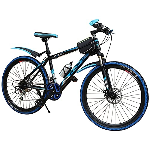 Mountain Bike : WXXMZY Mountain Bike 20 Inch, 22 Inch, 24 Inch, 26 Inch Bicycle Aluminum Alloy Frame, Male And Female Outdoor Sports Road Bike (Color : Blue, Size : 20 inches)