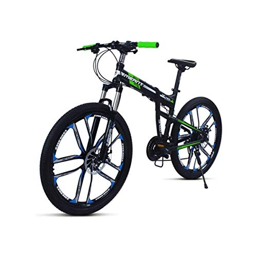 Mountain Bike : WZB Mountain Bike Black / Blue, 17" inch Aluminum alloy frame, 27-speed Shimano rear derailleur and micro-shift rotational shifters stron, Green