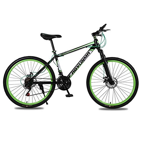 Mountain Bike : XER Mens' Mountain Bike, 17" Inch Steel Frame, 24 Speed Fully Adjustable Rear Shock Unit Front Suspension Forks, Green, 27speed