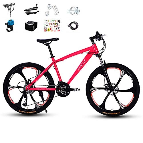 Mountain Bike : XHCP 26-inch Mountain Bike, Universal City Bike, Dual Disc Brakes, High Carbon Steel Frame and Thickened Shock-absorbing Front Fork