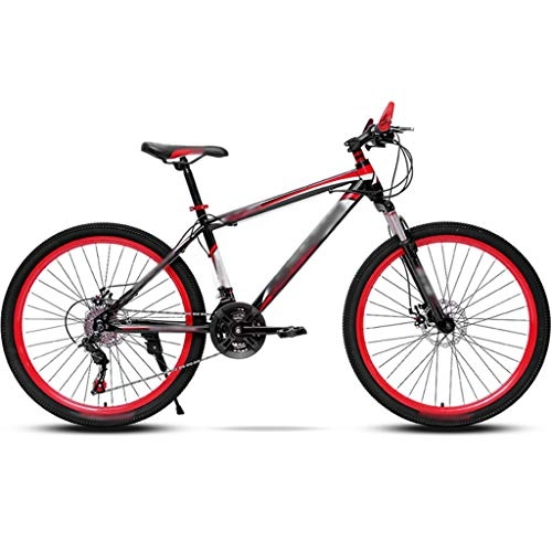 Mountain Bike : YHRJ Adult Bicycle Off-road Mountain Bike, Outdoor Camping Road Bicycle, High Carbon Steel, MTB 21 / 24 / 26 Spd Double Disc Brake, Shock-absorbing Fork, Spoke Wheel