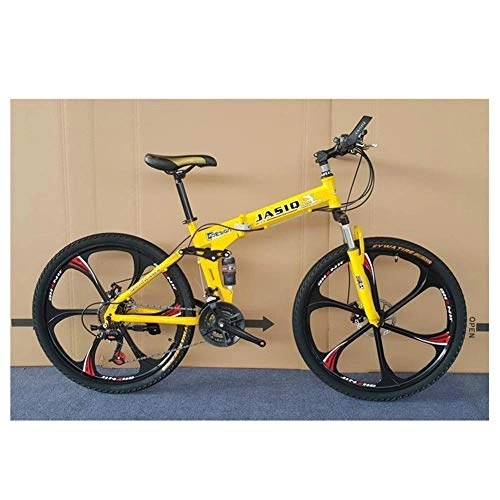 Mountain Bike : Z-LIANG Outdoor sports Mountain Bike 6 Spoke Wheel Men's OffRoad Speeding Super Light Adult Double Shocking Bicycle Disc Brakes 24 Speed 26 Inches (Color : Yellow)