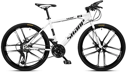 Mountain Bike : ZHNA 26 Inch Mountain Bikes, Adult Men's Dual Disc Brake Hardtail Mountain Bike, Shock Absorption Ultra Light Road Racing Variable Speed Bicycle (Color : 21 Speed, Size : White 10 Spoke)