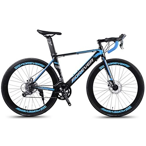 Road Bike : 14 Speed Road Bike, Aluminum Frame Road Bicycle, Men Women Racing Bicycle with Mechanical Disc Brakes, City Commuter Bicycle City Utility Bike, Blue