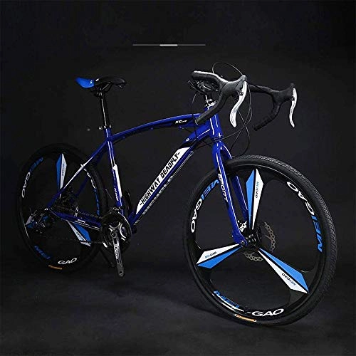 Road Bike : 26-Inch Road Bicycle, 27-Speed Bikes, Double Disc Brake, High Carbon Steel Frame, Road Bicycle Racing, Men's And Women Adult-Only, Blue