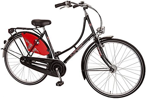 Road Bike : 28Inch Women's Holland city bike by Bach Tenkirch Girls 'Bicycle 3Gear (Colour: Black / Red, Frame Size: 50cm