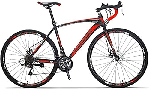 Road Bike : Adult mountain bike- 700C Road Bike City Commuter Bicycle with 21 Speeds Drivetrain, Mens Womens Hybrid Road Bike, Disc Brakes, Carbon Steel Frame Full Suspension (Color:B)