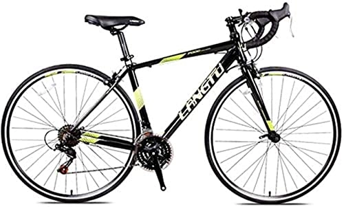 Road Bike : Adult mountain bike- Road bike, road bike 21 people crash, iron triangle combination, durable, 700C wheel racing bike, road bike lightweight aluminum Men Women (Color:Yellow)