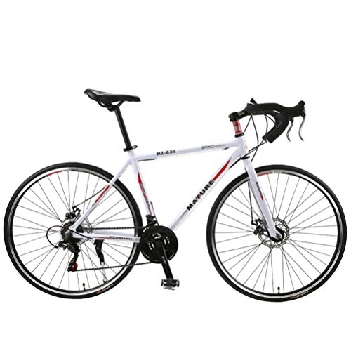 Road Bike : Adult Road Bike 700C Wheels Aluminum Alloy 26.8 Inch Comfort Bike 21 Speed Dual Disc Brake Road Bicycle Adult Ladies Men Unisex, White Red