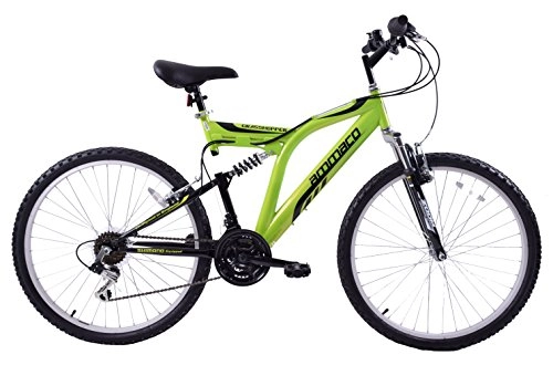 Road Bike : Ammaco Grasshopper 26" Wheel Dual Full Suspension 18 Speed Mens Bike 21" Frame Green