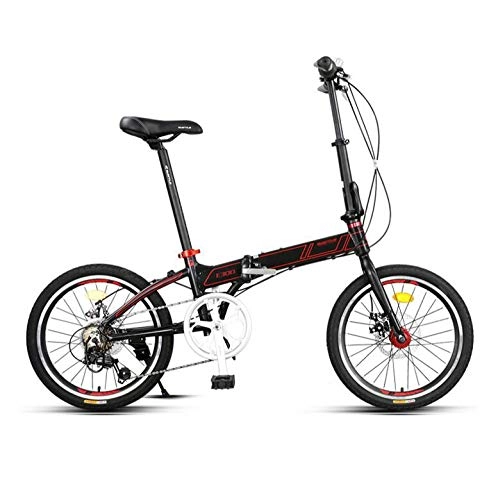 Road Bike : AOHMG Folding Bike City Adult Foldable Bike, 7-Speed Lightweight Reinforced Frame, Black_20in