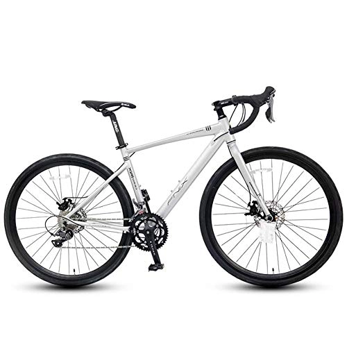 Road Bike : BCX Adult Road Bike, 16 Speed Student Racing Bicycle, Lightweight Aluminium Road Bike with Hydraulic Disc Brake, 700 * 32C Tires, Silver, Straight Handle, Silver, Bent Handle