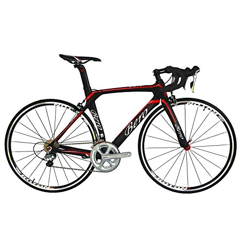 Road Bike : BEIOU 2016 700C Road Shimano 105 Bike 5800 11S Racing Bicycle T800-M40 Carbon Fiber Aero Frame Ultra-light 18.3lbs CB013A-2 (Matte Black&Red, 540mm)