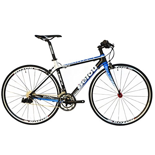 Road Bike : BEIOU 2016 Carbon Comfortable Bicycles 700C Road Bike LTWOO 2*10 Speed SRAM Brake Complete 18.3 lb Hybrid Bike Toray T800 Fiber CB0012B (white blue, 520mm)