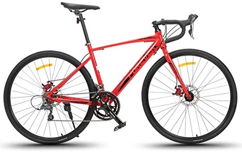 Road Bike : Bicycle 16 Speed Road Bike, Lightweight Aluminium Road Bike, Oil Disc Brake System, Adult Men City Commuter Bicycle, Perfect for Road Or Dirt Trail Touring, White (Color : Red)