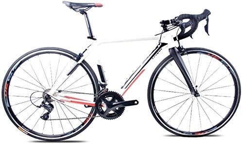 Road Bike : Bicycle Adult Road Bike, Professional 18-Speed Racing Bicycle, Ultra-Light Aluminium Frame Double V Brake Racing Bicycle, Perfect For Road Or Dirt Trail Touring (Color : White, Size : TA30)