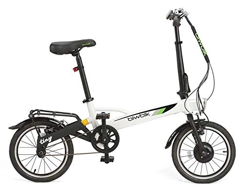 Road Bike : BIWBIK Tiny Folding Electric Bike - Weight 12 kg, white