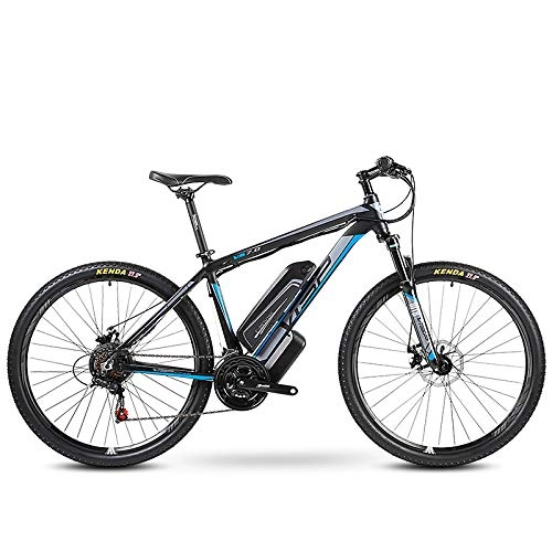 Road Bike : CCDD Electric Mountain Bike, 7.0 Rear Drive 48V 10AH Electric Mountain Bike 27-speed Dual Disc Brake 27.5 Inch 26 Inch Bicycle, Black-blue-26 * 17inches