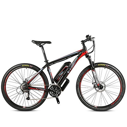 Road Bike : CCDD Electric Mountain Bike, 7.0 Rear Drive 48V 10AH Electric Mountain Bike 27-speed Dual Disc Brake 27.5 Inch 26 Inch Bicycle, Black-red-26 * 15.5inches