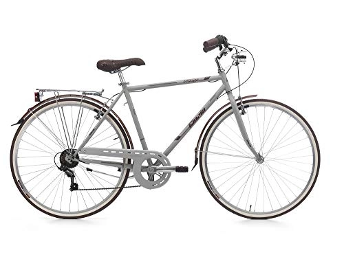 Road Bike : Cicli Cinzia Men's Bike Village Paseo 28 Inch Shimano Shift Revo Shift RS-35 6 Speed Mat Grey