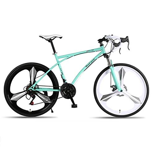 Road Bike : DGAGD Variable speed dead fly bicycle double disc brake shock absorption men and women mountain bike one wheel light blue