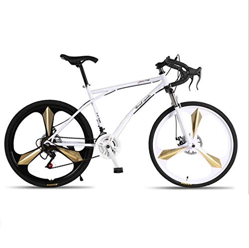 Road Bike : DGAGD Variable speed dead fly bicycle double disc brake shock absorption men and women mountain bike one wheel white