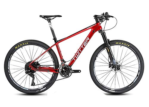 Road Bike : DUABOBAO Mountain Bike, Road Bike, M8000-22 Speed (33 Speed) Large Set, Suitable For Young Adults, 11.3KG, Carbon Fiber Material / Race Grade, Black / Red, Red, 14.5CM