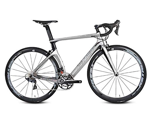 Road Bike : DUABOBAO Road Bike, Suitable For Men, Men And Women, 700C, Grey / Red, Windy Road Racing, Carbon Fiber / Race, Mountain Bike, Gray, 50CM