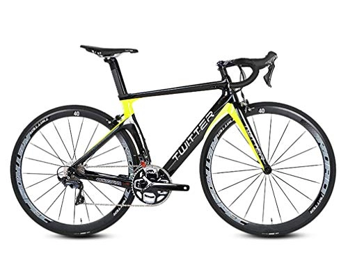 Road Bike : DUABOBAO Road Bike, Suitable For Men, Men, Young Children, 700C, Red / Yellow, Broken Wind Road Racing, Carbon Fiber / Race Level, Mountain Bike, Yellow, 50CM