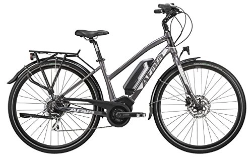 Road Bike : Electric Bike Trekking e-tkk with Pedalling Assisted Atala b-tour, Women size S, 44cm (160cm170cm), 8Speed, Anthracitematt black, Bosch Electric Kit