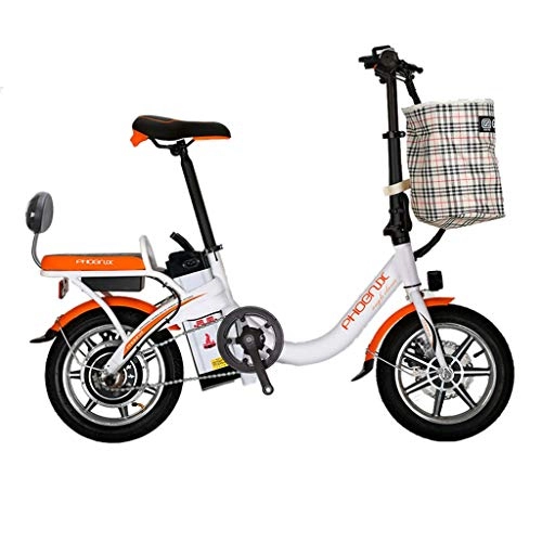 Road Bike : Electric Bikes Electric Bicycle Detachable Lithium Battery Folding Electric Bicycle Adult Bicycle Small Electric Car, Electric Life 45-50 Km (Color : Orange, Size : 123 * 30 * 93cm)