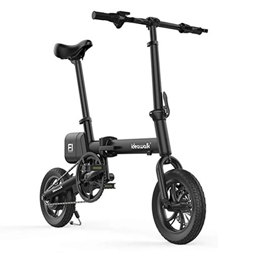 Road Bike : Electric Bikes Electric bicycle electric car 12 inch folding electric car smart 36V detachable lithium battery 123 * 55 * 92cm (Color : Black, Size : 100km)