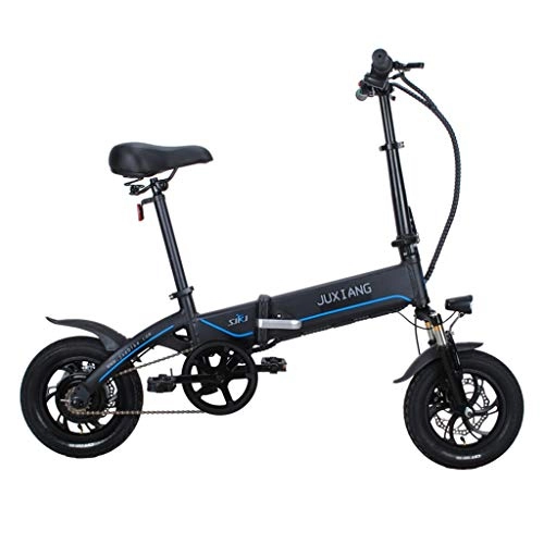 Road Bike : Electric Bikes Folding Electric Bicycle Lithium Battery Electric Bicycle 10AH Portable Mini Battery Car 12 Inches, Pure Electric Distance 35-40km (Color : Black, Size : 130 * 30 * 100cm)