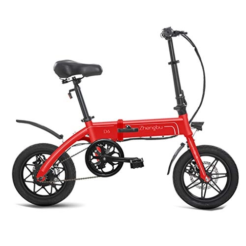 Road Bike : Electric Bikes Folding Electric Bicycles For Men And Women Mini Battery Car Lithium Battery Electric Car, Electric Life 60km (Color : Red, Size : 125 * 52 * 100cm)