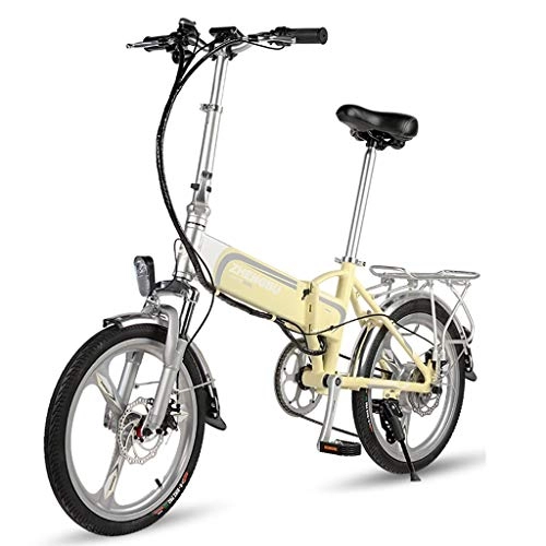 Road Bike : Electric Bikes Folding Electric Bicycles For Men And Women Mini Battery Car Lithium Battery Electric Car, Electric Life 80km (Color : Yellow, Size : 160 * 45 * 150cm)