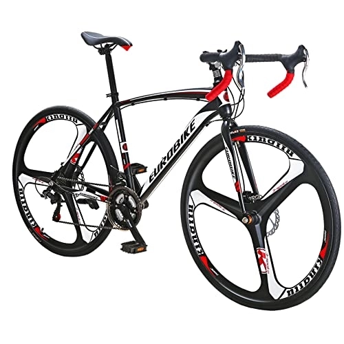 Road Bike : Eurobike Road Bike, 21 Speeds Road Bicycle for Adults Men and Women, 700C Mag Wheels Adult Racing Bicycle with Dual Disc Brake (49cm-Blackwhite)