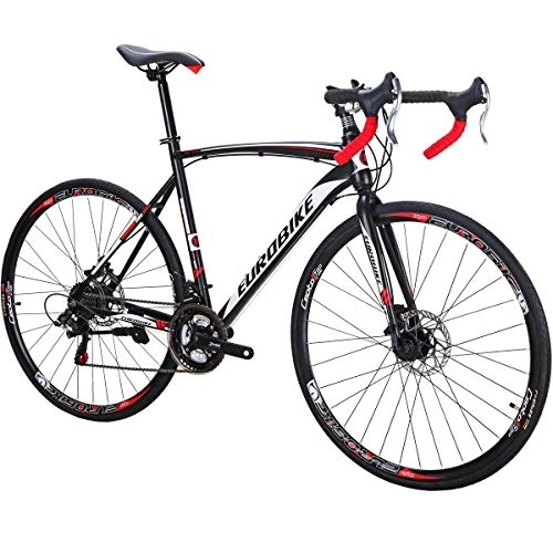 Road Bike : Eurobike XC550 Road Bike 700C Wheels 21 Speed Dual Disc Brake Road Bicycle (54cm frame spoke wheel)