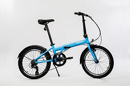 Road Bike : EuroMini Via 26lb Folding Bike-Lightweight Aluminum Frame Genuine Shimano 7-speed 20" Folding bike with Fenders (Sky Blue)