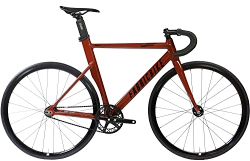 Road Bike : FabricBike AERO - Fixed Gear Bike, Single Speed Fixie Bicycle, Aluminium Frame and Carbon Fork, Wheels 28", 5 Colours, 3 Sizes, 7.95 kg (M size) (Chocolate, M-54)